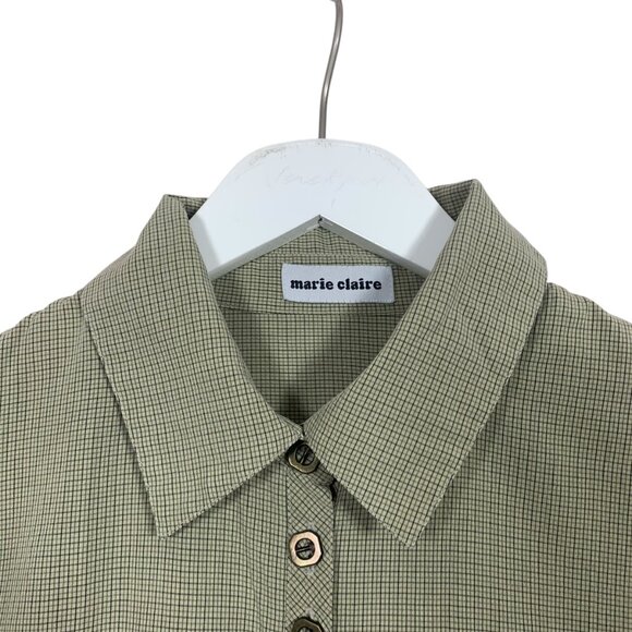 3/4 sleeve button down womens blouse green size large MARIE CLAIRE - Picture 2 of 16